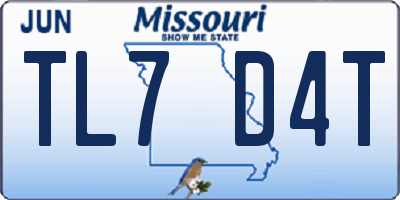 MO license plate TL7D4T