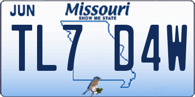 MO license plate TL7D4W