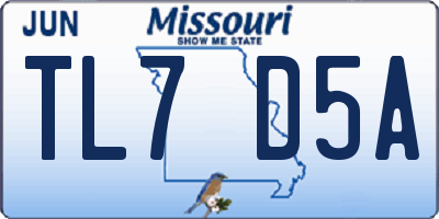 MO license plate TL7D5A