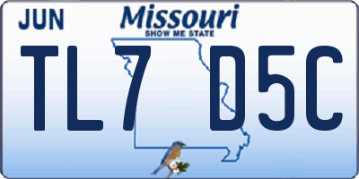 MO license plate TL7D5C