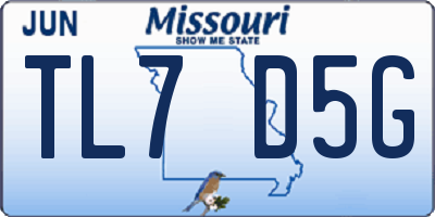 MO license plate TL7D5G