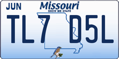 MO license plate TL7D5L
