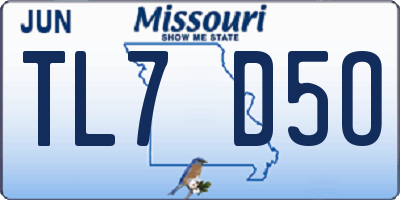 MO license plate TL7D5O