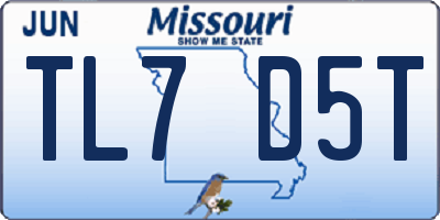 MO license plate TL7D5T