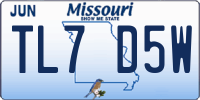 MO license plate TL7D5W