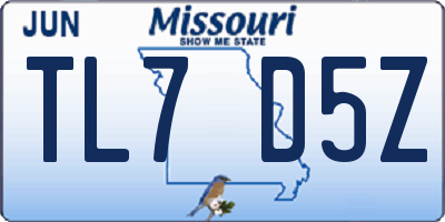 MO license plate TL7D5Z