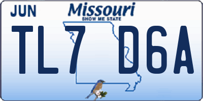 MO license plate TL7D6A
