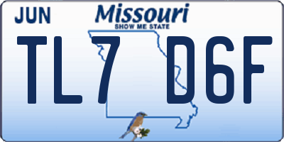 MO license plate TL7D6F