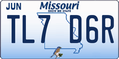 MO license plate TL7D6R