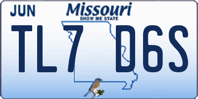 MO license plate TL7D6S