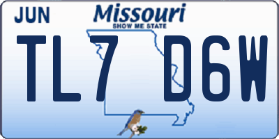 MO license plate TL7D6W