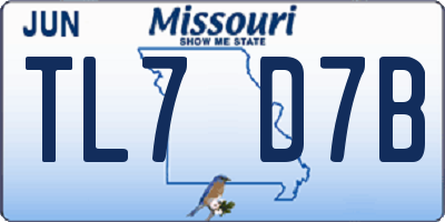 MO license plate TL7D7B