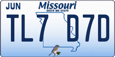 MO license plate TL7D7D