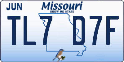 MO license plate TL7D7F