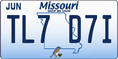 MO license plate TL7D7I