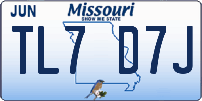 MO license plate TL7D7J