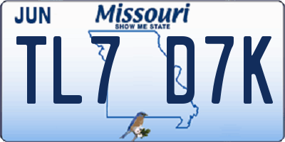 MO license plate TL7D7K