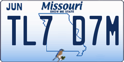 MO license plate TL7D7M