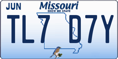 MO license plate TL7D7Y