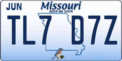 MO license plate TL7D7Z