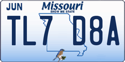 MO license plate TL7D8A