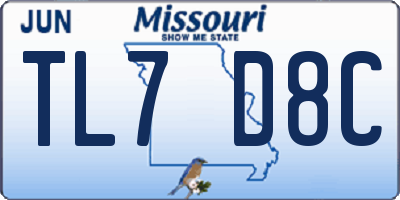 MO license plate TL7D8C