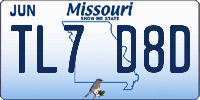 MO license plate TL7D8D