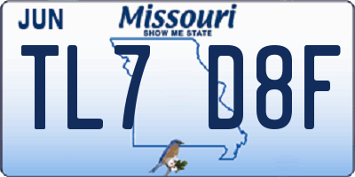 MO license plate TL7D8F
