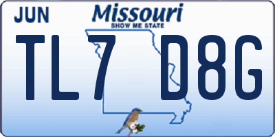 MO license plate TL7D8G