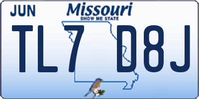 MO license plate TL7D8J