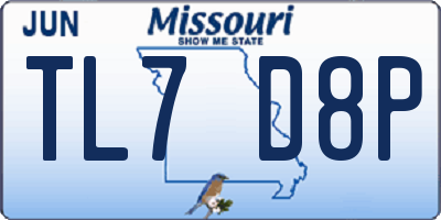 MO license plate TL7D8P