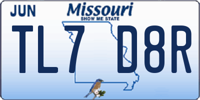 MO license plate TL7D8R