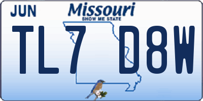 MO license plate TL7D8W