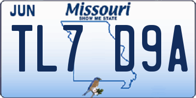MO license plate TL7D9A