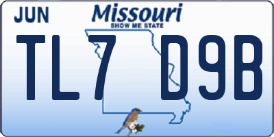 MO license plate TL7D9B