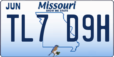 MO license plate TL7D9H