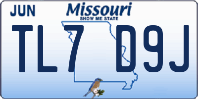 MO license plate TL7D9J
