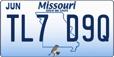 MO license plate TL7D9Q