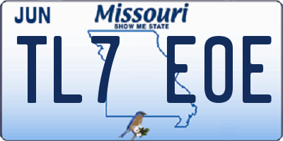 MO license plate TL7E0E