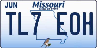 MO license plate TL7E0H