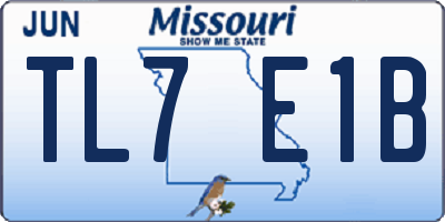 MO license plate TL7E1B