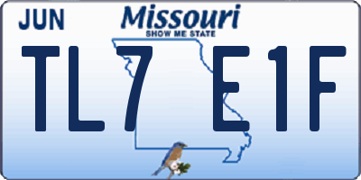 MO license plate TL7E1F