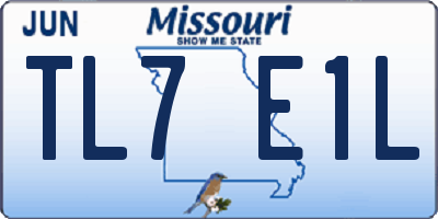 MO license plate TL7E1L