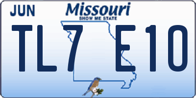 MO license plate TL7E1O