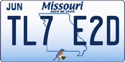 MO license plate TL7E2D