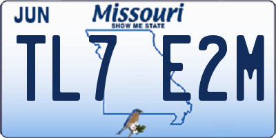 MO license plate TL7E2M