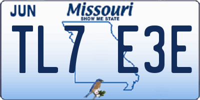 MO license plate TL7E3E