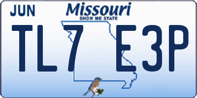 MO license plate TL7E3P
