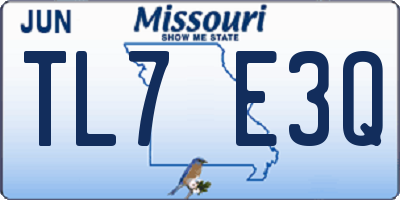 MO license plate TL7E3Q