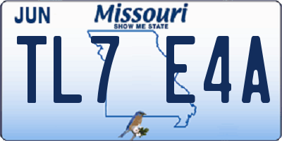 MO license plate TL7E4A
